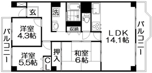 グリーンタウン香里ヶ丘Ａ棟の物件間取画像